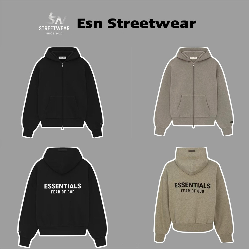 [CHÍNH HÃNG] Hoodie Full Zip Essentials FOG Jersey Classic Authentic, Áo khoác Zip Essentials chính 