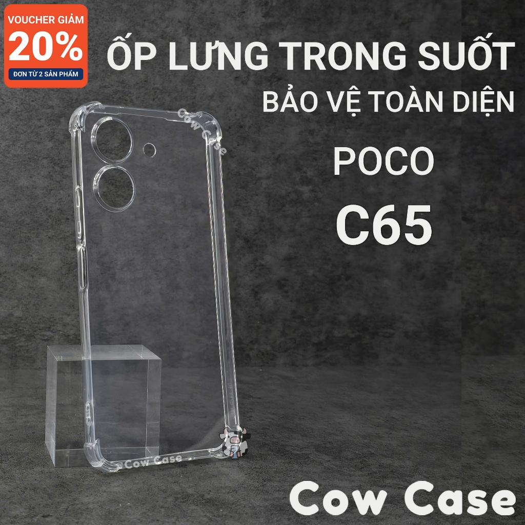 Ốp lưng Poco C65 Cow case trong suốt | Ốp điện thoại Xiaomi dẻo bảo vệ camera đt toàn diện
