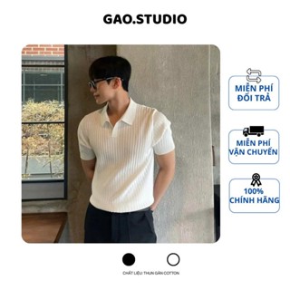 Áo Polo nam cổ V vải thun gân cotton trơn Basic co giãn phong cách sang trọng, nam tính, thanh lịch G001
