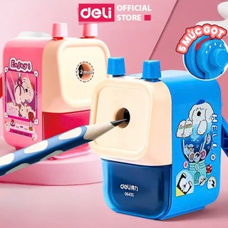 Gọt Chì Quay Tay Deli Chuốt Chì Màu Hồng/Xanh Nhỏ Gọn Sắc Bén Đế Chống Trượt Tiện Lợi Gọt Được Mọi Loại Chì