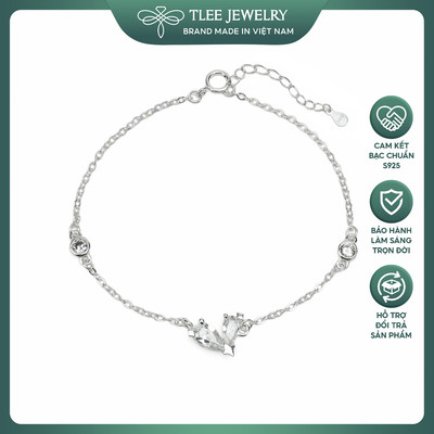 Lắc tay bạc nữ TLEE hình trái tim ghép nửa đính đá thiết kế ngọt ngào, nữ tính TLEE JEWELRY LT0467
