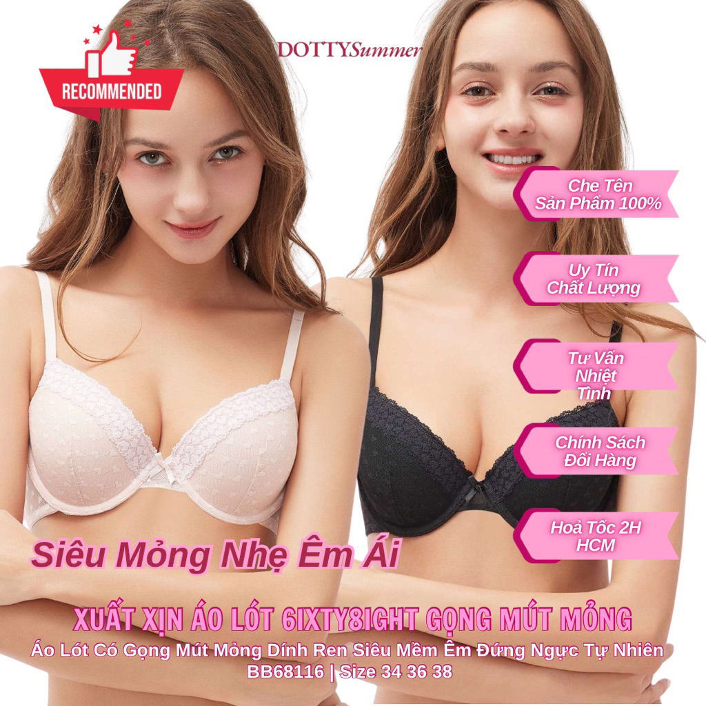 XUẤT XỊN 34-38 Áo Lót 6ixty8ight Có Gọng Mút Mỏng Dính Ren Siêu Mềm Êm Nhẹ Thoải Mái