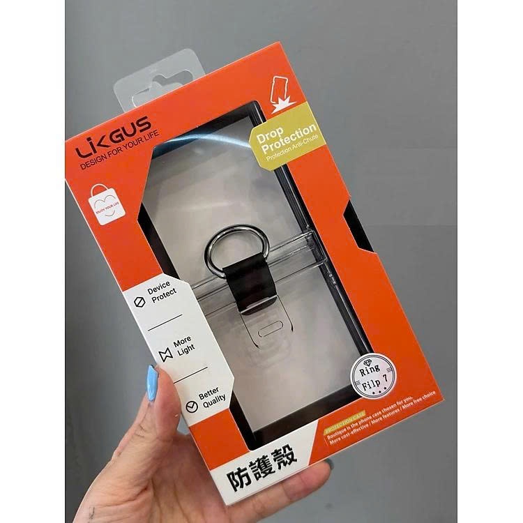 Ốp Lưng Chống Sốc Trong Suốt Kèm iRing Cho Samsung Galaxy Z Flip 7 Likgus Cover Ring không bị ố vàng