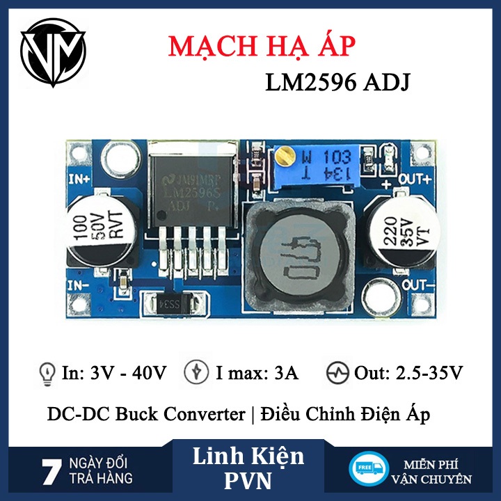 Mạch nguồn hạ áp DC-DC 3A LM2596 ADJ