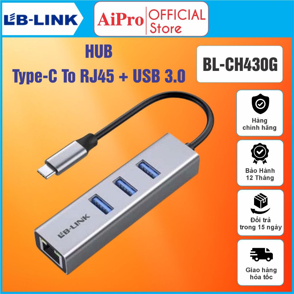 Bộ chuyển đổi LB-Link Type C to USB 3.0 & RJ45 1000Mbps - Bảo hành 12 Tháng !!!