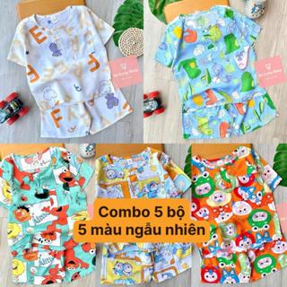  COMBO 5 bộ đồ bộ bé trai Tole Lanh CỘC TAY  chất vải Tôn lanh 2 da mềm mịn mát mùa hè hàng Việt Nam chất lượng 
