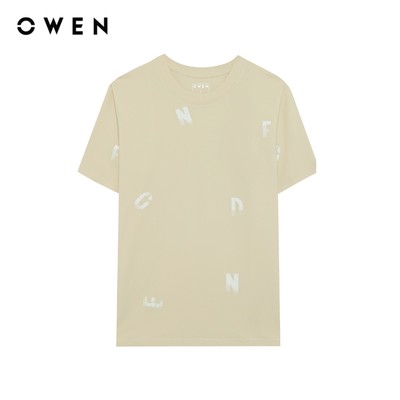 Owen - Áo T-shirt Relaxfit TSN243836 màu Be chất liệu CVC Spandex