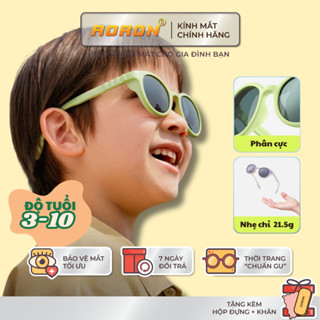 Kính Mát Phân Cực Mắt Tròn Dễ Thương Cho Bé Từ 3-8 Tuổi Gọng Silicon Mềm Màu Pastel Tròng Chống Tia UV An Toàn AK138