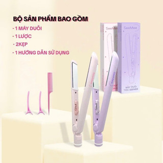 Máy duỗi tóc SeeMee chất liệu gốm sứ làm nóng nhanh bảo hành 12 tháng - Tặng Lược và Kẹp tóc