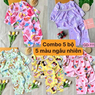  COMBO 5 bộ đồ bộ bé gái Tole Lanh Tay dài quần dài  chất vải Tôn lanh 2 da mềm mịn mát mùa hè hàng Việt Nam 