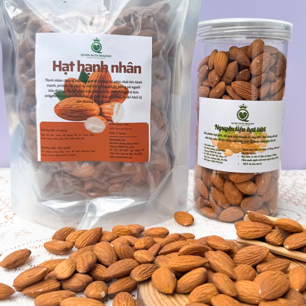 Combo 5kg Hạnh nhân sống / hạnh nhân sấy chín nguyên vị / hạnh nhân rang bơ (10 túi/hộp)