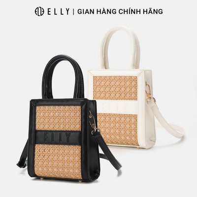 Túi xách nữ thời trang ELLY EL279 đeo chéo đeo vai xách tay da tổng hợp mây tre đan chính hãng