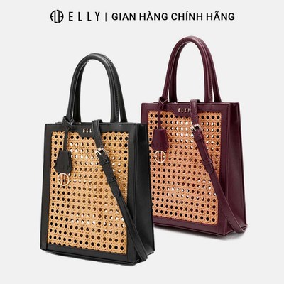 Túi xách nữ thời trang ELLY EL285 đeo chéo đeo vai xách tay da tổng hợp mây tre đan chính hãng
