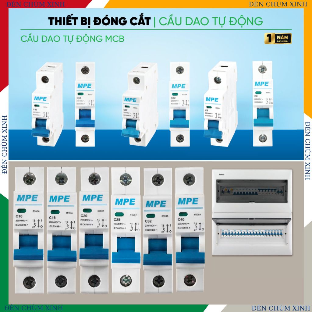 [ ĐÈN CHÙM XINH ] Cầu dao tự động MCP MP6 chính hãng MPE lắp nhà ở, trường học, Công ty