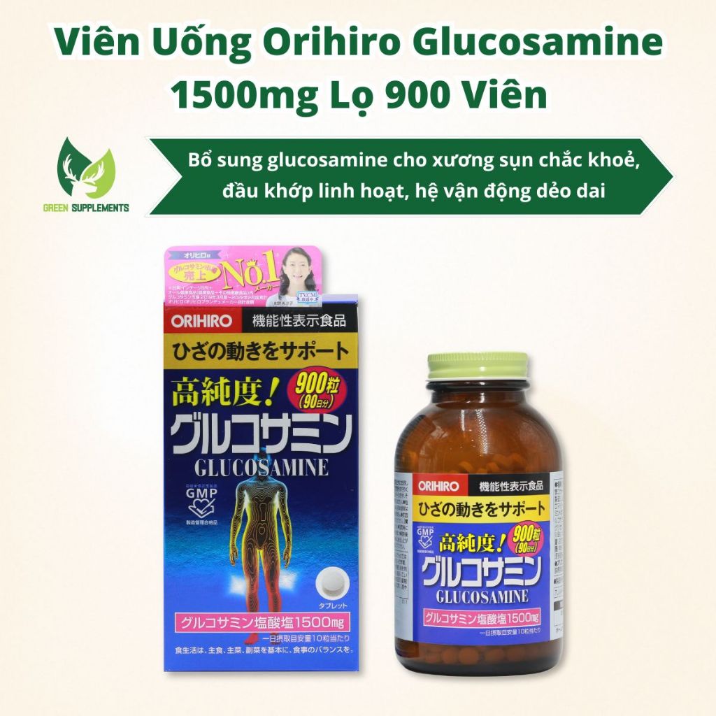 Viên Uống Hỗ Trợ Xương Khớp Orihiro Glucosamine 1500mg Lọ 900 Viên Nhật Bản