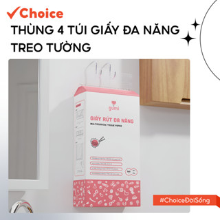 [Choice] Thùng 4 Túi Giấy GM18 Đa Năng Treo Tường (360 Tờ) 4 Lớp Tiện Lợi, Mềm Mịn Màu Hồng