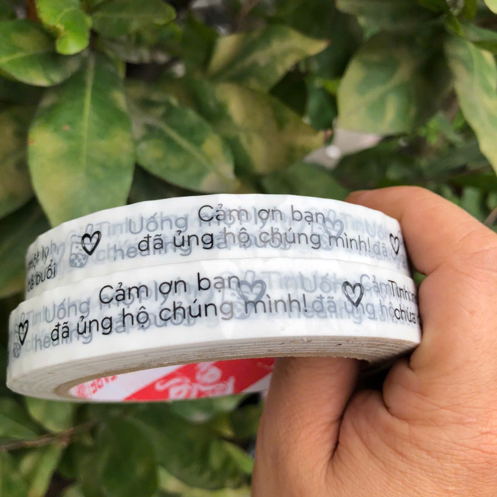 Băng keo dán nắp ly, băng keo niêm phong in logo, băng keo cố định nắp ly các câu nói chữa lành