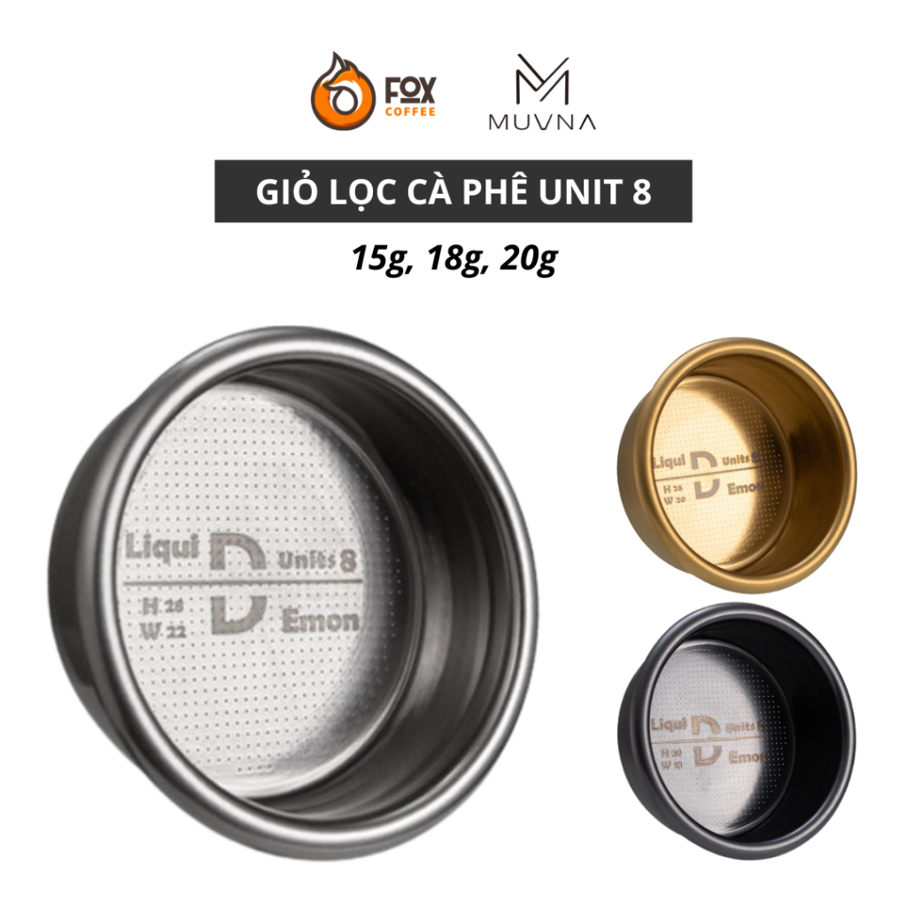 Giỏ Lọc Cà Phê Unit 8 Bằng Thép Không Gỉ Titanium 58mm MUVNA | Unit 8 Precision Basket Titanium