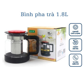 Bình Lọc Trà Thủy Tinh 1300ML-1800ML- Bình Có Lõi Lọc Trà - Tay Cầm Nhựa Chống Nóng