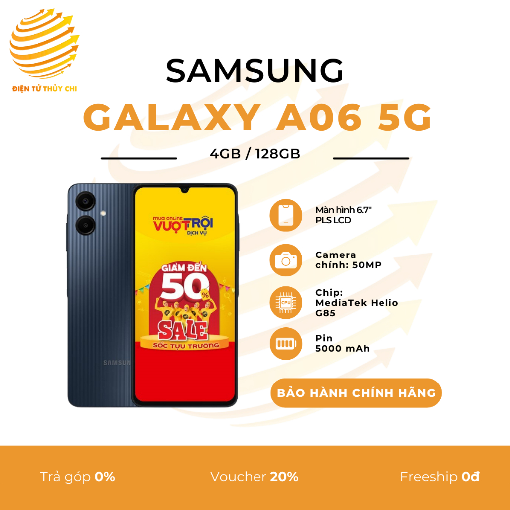 Điện thoại Samsung Galaxy A06 5G 4GB/128GB - Hàng Chính Hãng