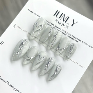  Nailbox mắt mèo ánh trăng JUNLY - nail box thiết kế móng giả trong mắt mèo tráng bạc siêu sáng 714 