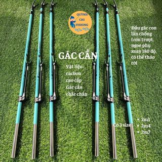  Gác cần cán vợt câu đài câu cá chất liệu cacbon chắc chắn dài 2m1 2m4 2m7 có thể rút gọn vợt cá chân cắm đất 