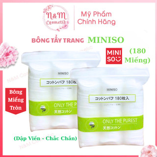   Combo 3 Gói  Bông Tẩy Trang Miniso Nhật Bản 100% Cotton Mềm Mịn Sạch Sâu 180 miếng  Tròn  