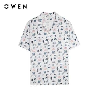 Owen - Áo sơ mi ngắn tay J-Form AJ250002N màu Trắng chất liệu Linen slub