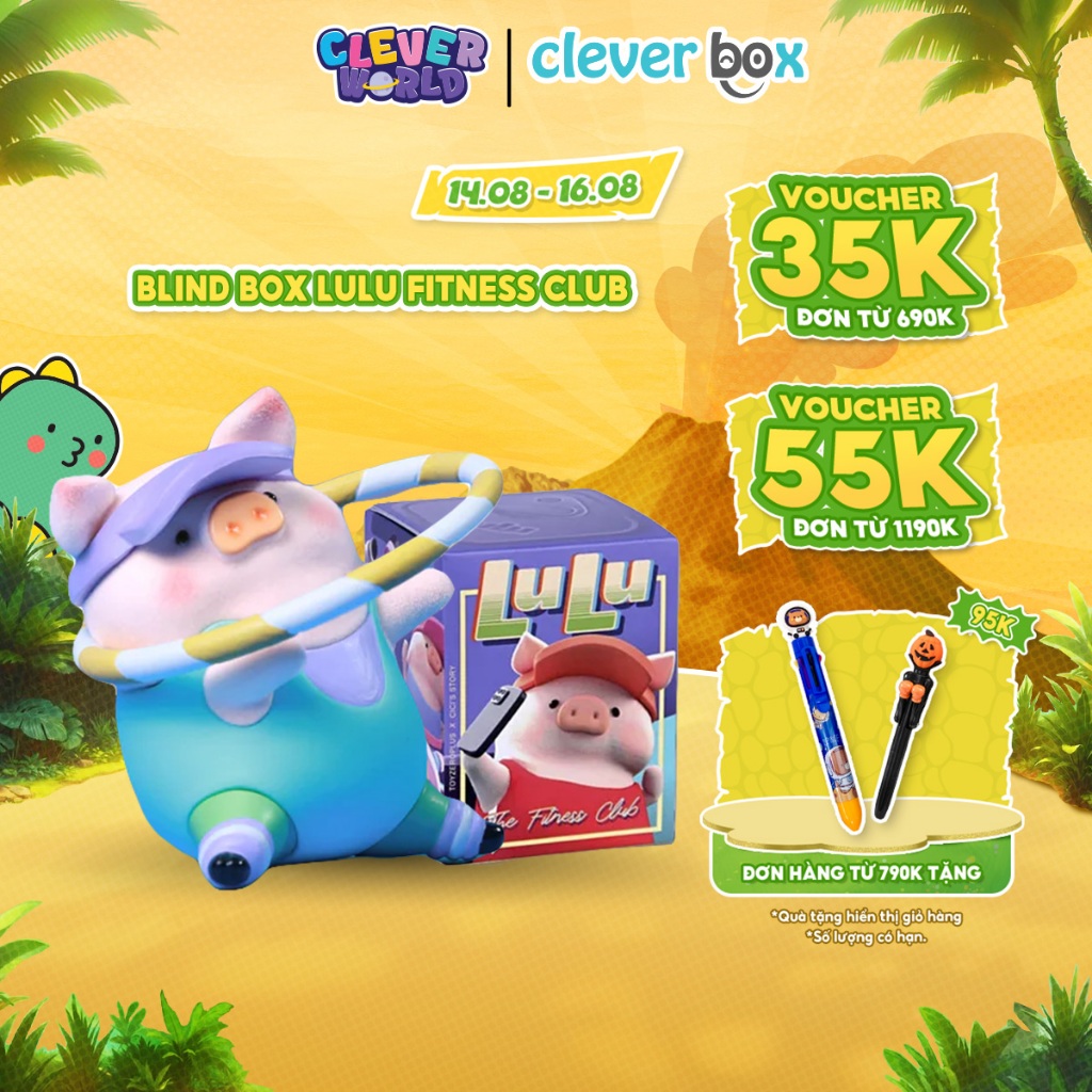 Blind Box Heo LuLu The Piggy Fitness Club Toyzeroplus Chính Hãng, Hộp Mù Mô Hình Heo Mini Clever Box