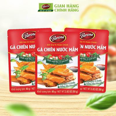 Combo 3 gói Xốt Gia Vị Hoàn Chỉnh Barona Gà Chiên Nước Mắm 80g