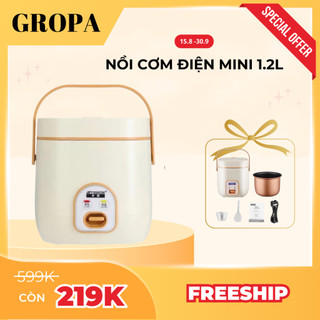   HÀNG CHÍNH HÃNG  Nồi Cơm Điện Mini Đa Năng GROPA 0.8L – Chống Dính Siêu Bền Tiết Kiệm Điện Phù Hợp 1-2 Người – Nấu C 