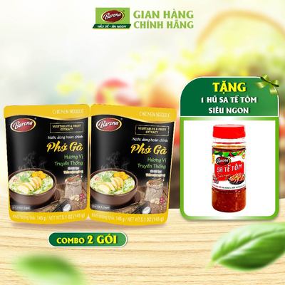 Combo 2 Gói Nước dùng Phở Gà Barona 145g [Tặng 1 hũ Sate Tôm Siêu Ngon 100g]