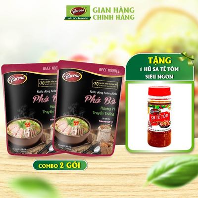 Combo 2 Gói Nước dùng Phở Bò Barona 150g [Tặng 1 hũ Sate Tôm Siêu Ngon 100g]