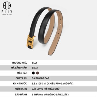 [Deal sang chảnh]  Dây thắt lưng nữ cao cấp da thật ELLY – ED73