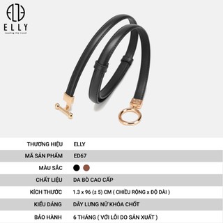 [Deal sang chảnh]  Dây lưng nữ cao cấp da thật ELLY – ED67