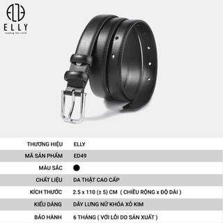[Deal sang chảnh]  Dây thăt lưng nữ cao cấp da thật ELLY – ED49