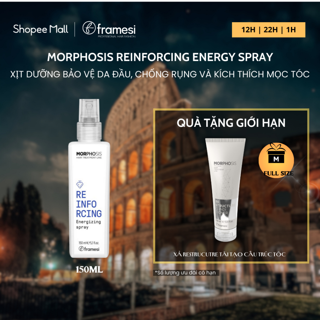 Xịt dưỡng bảo vệ da đầu, chống rụng và kích thích mọc tóc MORPHOSIS REINFORCING ENERGIZING SPRAY 150ML