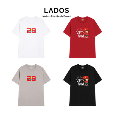 Áo Thun Yêu Nước 100% cotton 2 chiều 250gsm LADOS-9229 mềm mát, in hình kỉ niệm quốc khánh 2-9 Relax Form Dễ Phối Đồ