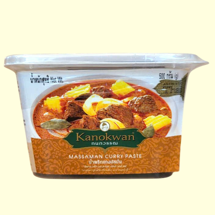 KANOKWAN + Hộp MASSAMAN 500g + SỐT CÀ RI THÁI Massaman Curry Paste (HALAL)