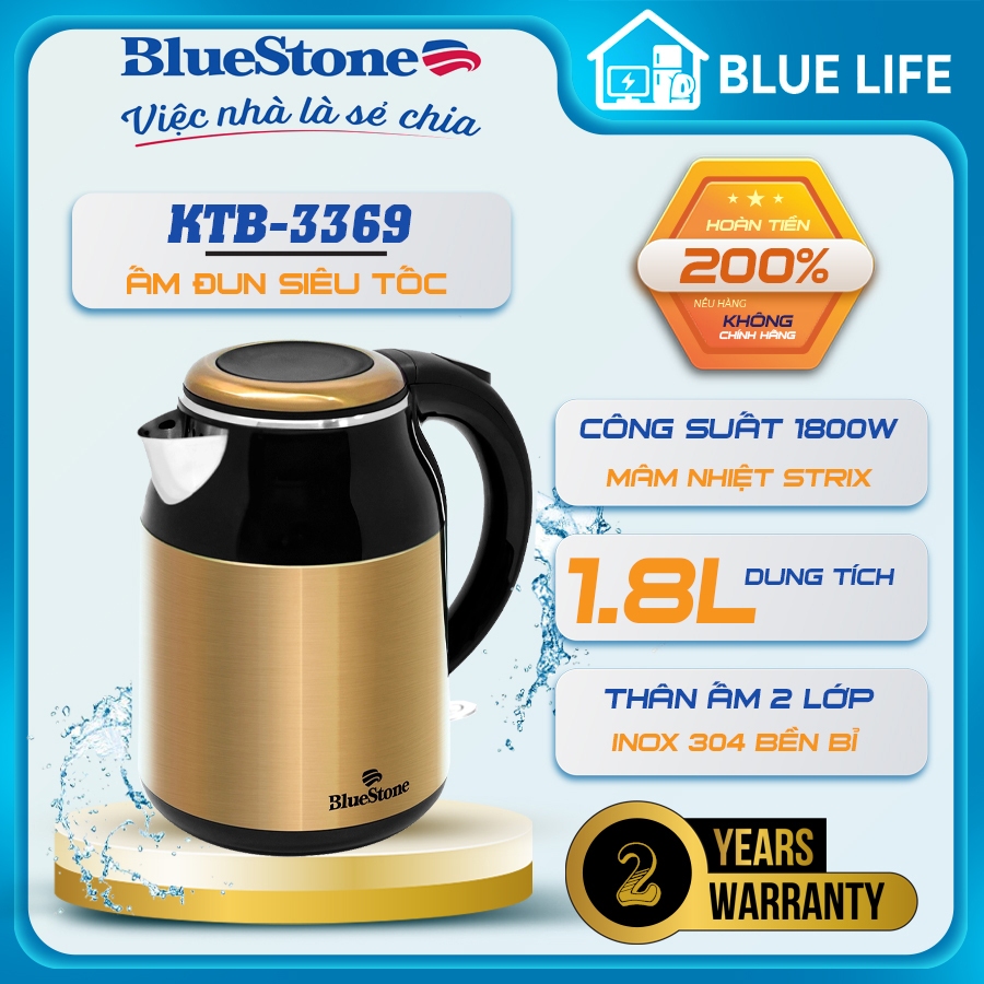 Ấm Đun Siêu Tốc Bluestone 1.8 lít KTB-3369