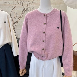  Áo Khoác Len Mềm Mịn Tay Dài Dáng Lỡ Cổ Tròn Phối Cúc Nơ Đồng Siêu Lạ Hoạ Tiết Thêu Nơ Hàng Qccc Phù Hợp Mọi Lứa Tuổi 
