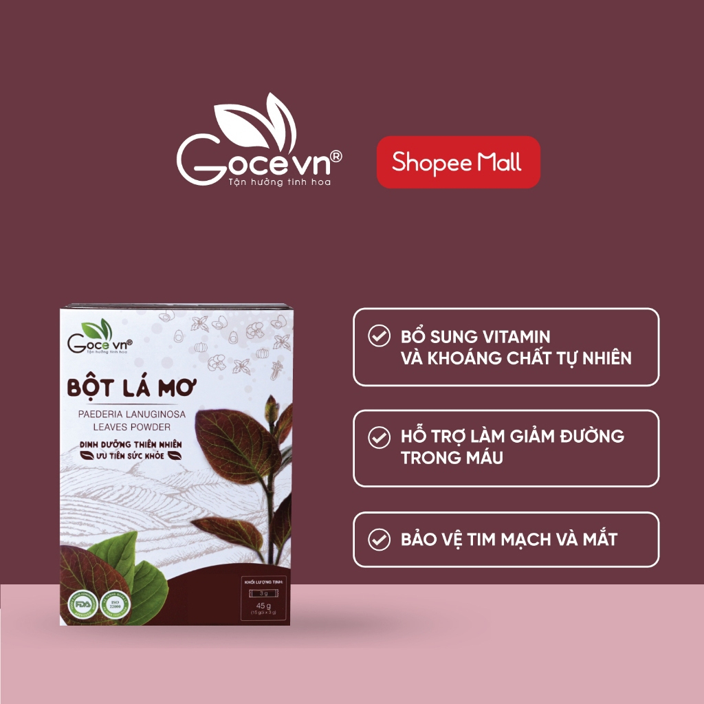 Bột lá mơ nguyên chất Goce - 45g (15 gói x 3g) ST