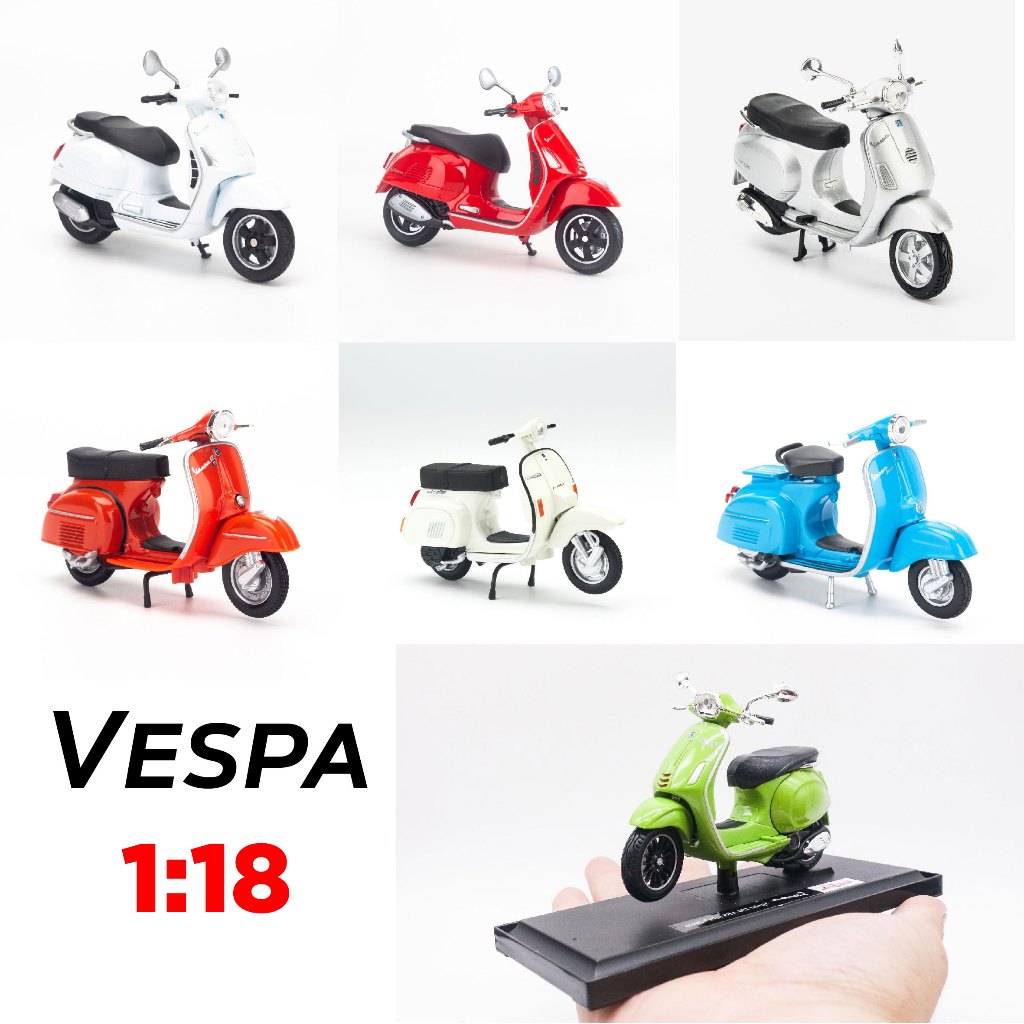Tổng hợp các mẫu mô hình Vespa 946 Sprint PX 125CC bằng kim loại có đế tỉ lệ 1:18 Maisto Welly