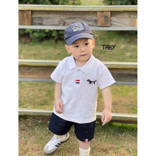 [TABY] Set cộc polo thêu chú cún, chất liệu áo polo co giãn thoáng mất phối quần kaki mềm mịn cho bé trai 8-25kg B259