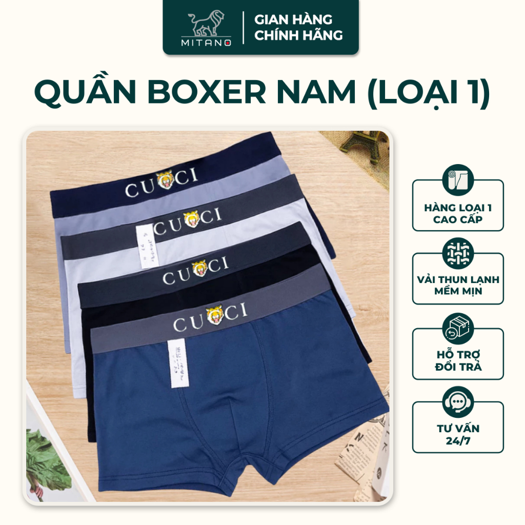 [HÀNG LOẠI 1] COMBO 4 Quần Boxer Nam vải thun lạnh co giãn 4 chiều, Quần lót nam cao cấp MITANO