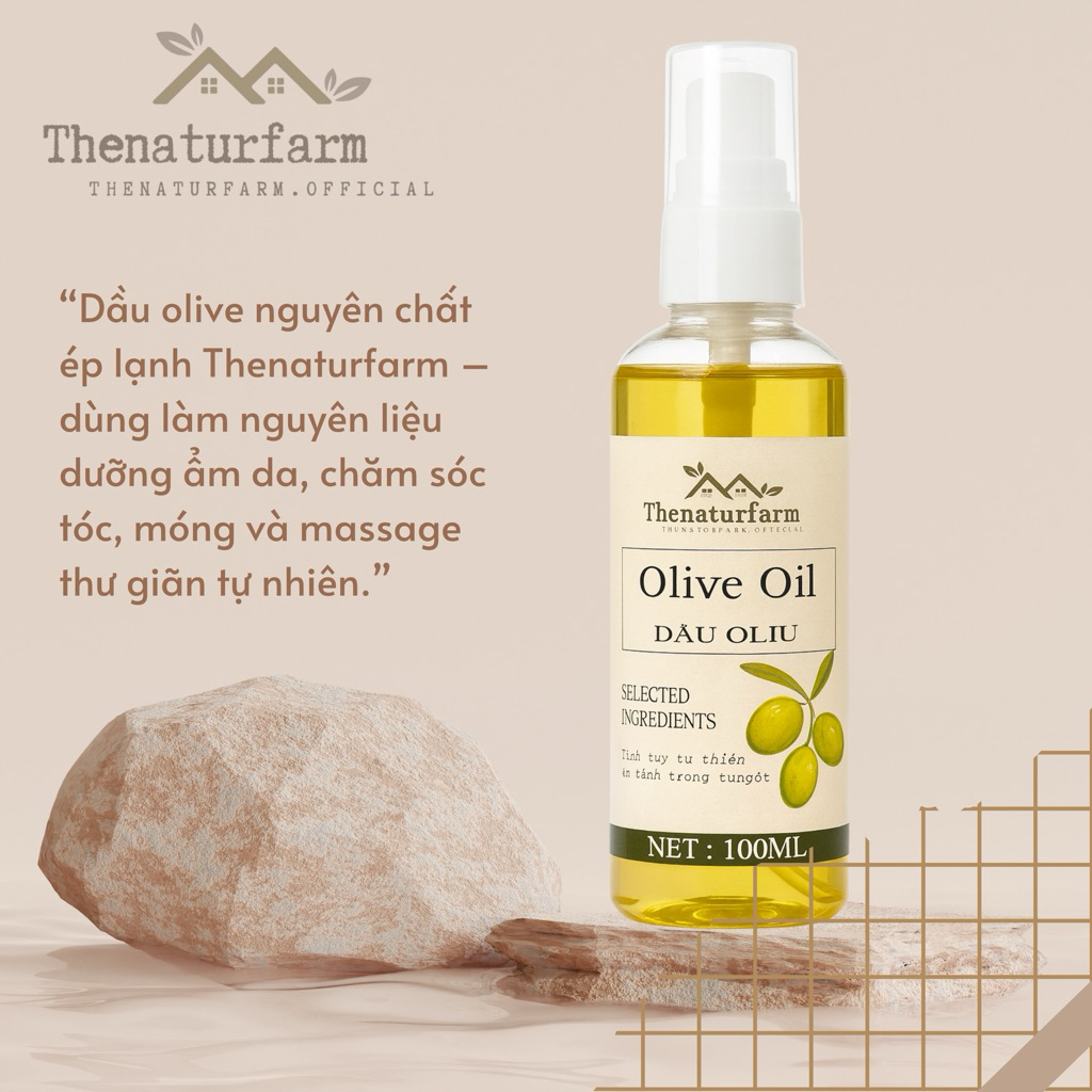 Dầu Olive nguyên chất Thenaturfarm [ 100ML - Dầu Olive ép lạnh]