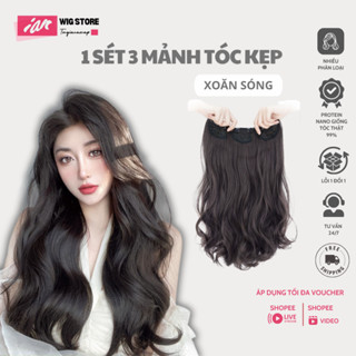 Sét 3 dải tóc giả kẹp xoăn dài cho nữ đẹp cao cấp,làm dày tóc tự nhiên nhẹ mềm đẹp