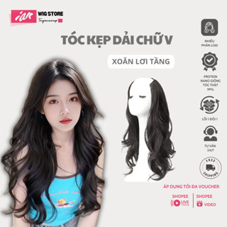 Tóc Giả Kẹp Xoăn, Tóc Kẹp Dải Sóng Lơi Tầng Thời Trang Cao Cấp 55cm