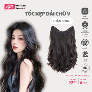 Tóc giả kẹp chữ U kẹp dải xoăn dài sợi tơ cao cấp tiện dụng