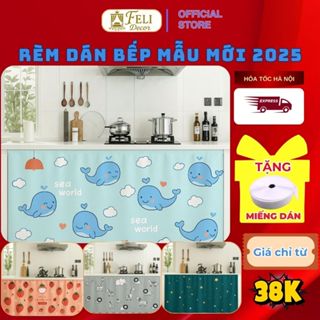 Rèm dán tủ bếp FELI DECOR, rèm gác trọ sinh viên tiện lợi, không khoan đục, chống bụi, nhiều họa tiết
